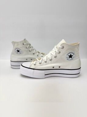 Converse White High Top Platform Chuck Taylor Sneakers Size 10 Women